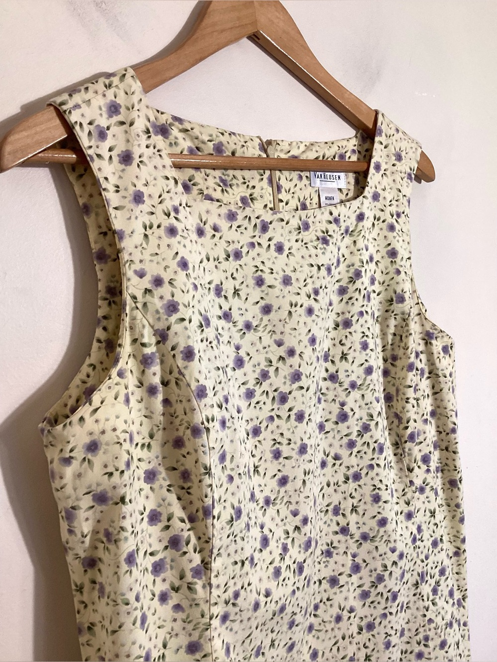 Vtg 90s Microfloral Sleeveless Midi Dress Sz 14 - Picture 6 of 15
